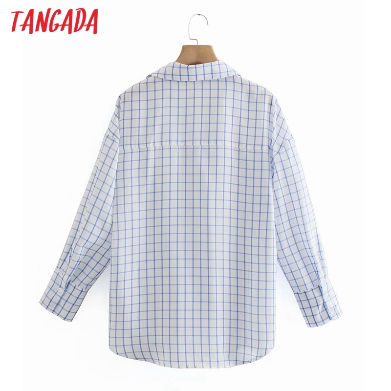 Women Fashion Plaid Print Oversized Blouse High Street Long Sleeve Casual Shirt Chic Femininas Tops XN317 210416