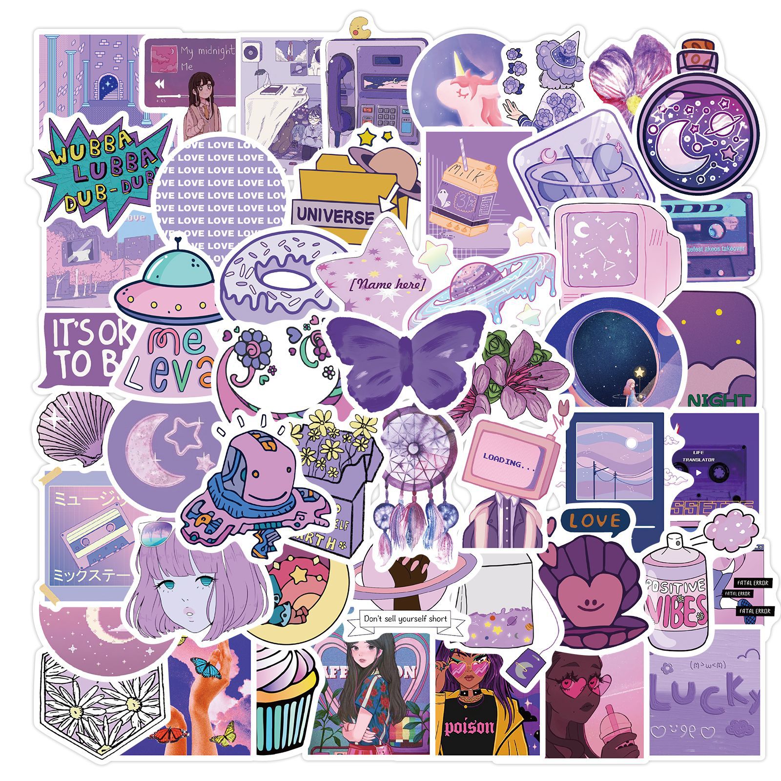 50 PCS Mixed Cute purple girls Graffiti skateboard Stickers For Car Laptop Fridge Helmet Pad Bicycle Bike Motorcycle PS4 book Guitar Pvc Decal, Multi colors
50 PCS Mixed Cute purple girls Graffiti skateboard Stickers For Car Laptop Fridge Helmet Pad Bicycle Bike Motorcycle PS4 book Guitar Pvc Decal, Multi colors