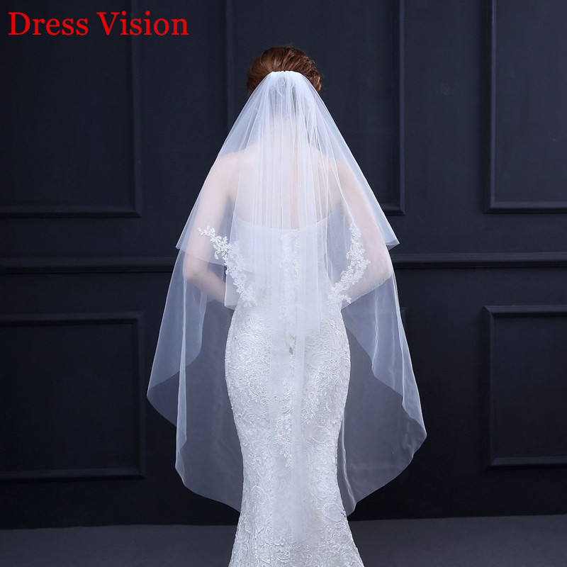 Lace Appliques Wedding Bridal Veil Lace Elegant Wedding Accessories Two Layers With Comb Bridal Veil Voile Mariage, White
Lace Appliques Wedding Bridal Veil Lace Elegant Wedding Accessories Two Layers With Comb Bridal Veil Voile Mariage, White