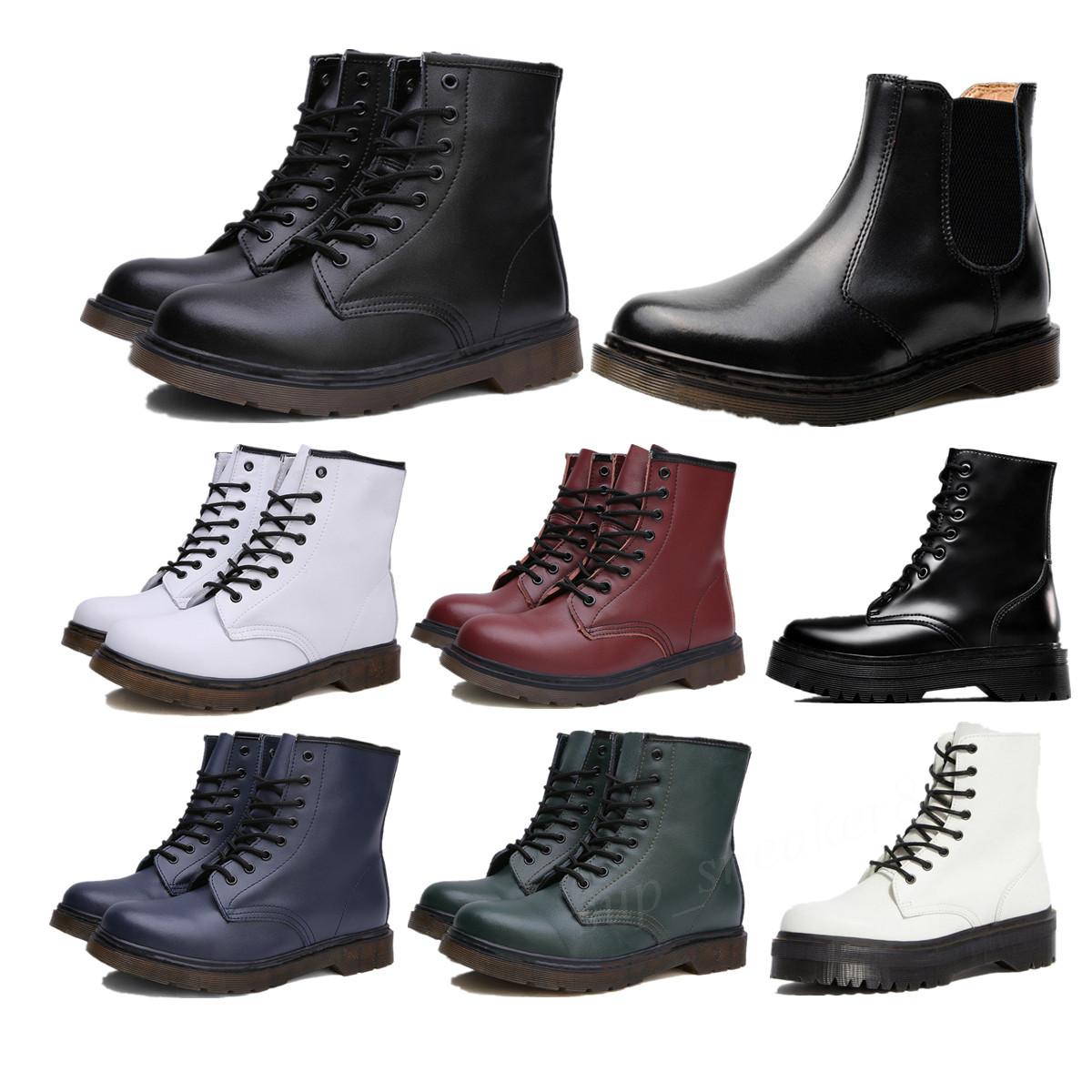 2021 classic boots 8 holes thick-soled leather mid-tube boot for men women mens womens couple trend low-top shoes, Black 
2021 classic boots 8 holes thick-soled leather mid-tube boot for men women mens womens couple trend low-top shoes, Black