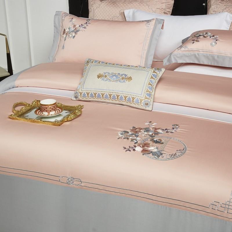 Pink Gray Patchwork Duvet Cover Queen King Bedding Set 1000TC Egyptian Cotton Silky Soft Comforter Bed Sheet 2 Pillowshams Sets