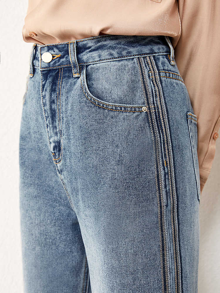 Minimalism Winter Fashion Women's Jeans Causal High Waist Patchwork Straight Female Pants Cotton Women Trousers 12040843 210527