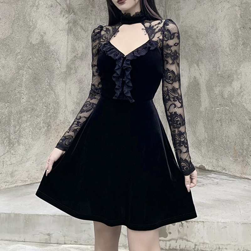 Casual Dresses InsGoth Vintage Sexy Hollow Out Black Dress Gothic Velvet High Waist Mini Ladies Elegant Ruffle Party Night Autumn
Casual Dresses InsGoth Vintage Sexy Hollow Out Black Dress Gothic Velvet High Waist Mini Ladies Elegant Ruffle Party Night Autumn