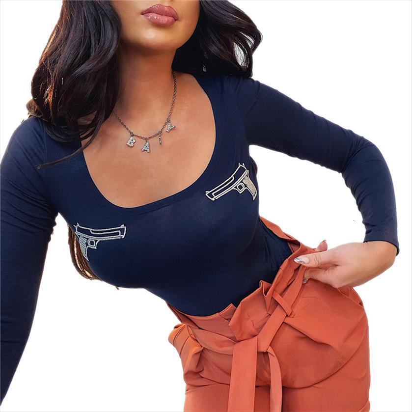 Long Sleeve Jumpsuit, U Neck Womens Rompers Solid Color With Embroidery Slim T Shirt, Multicolour, Black;white
Long Sleeve Jumpsuit, U Neck Womens Rompers Solid Color With Embroidery Slim T Shirt, Multicolour, Black;white
