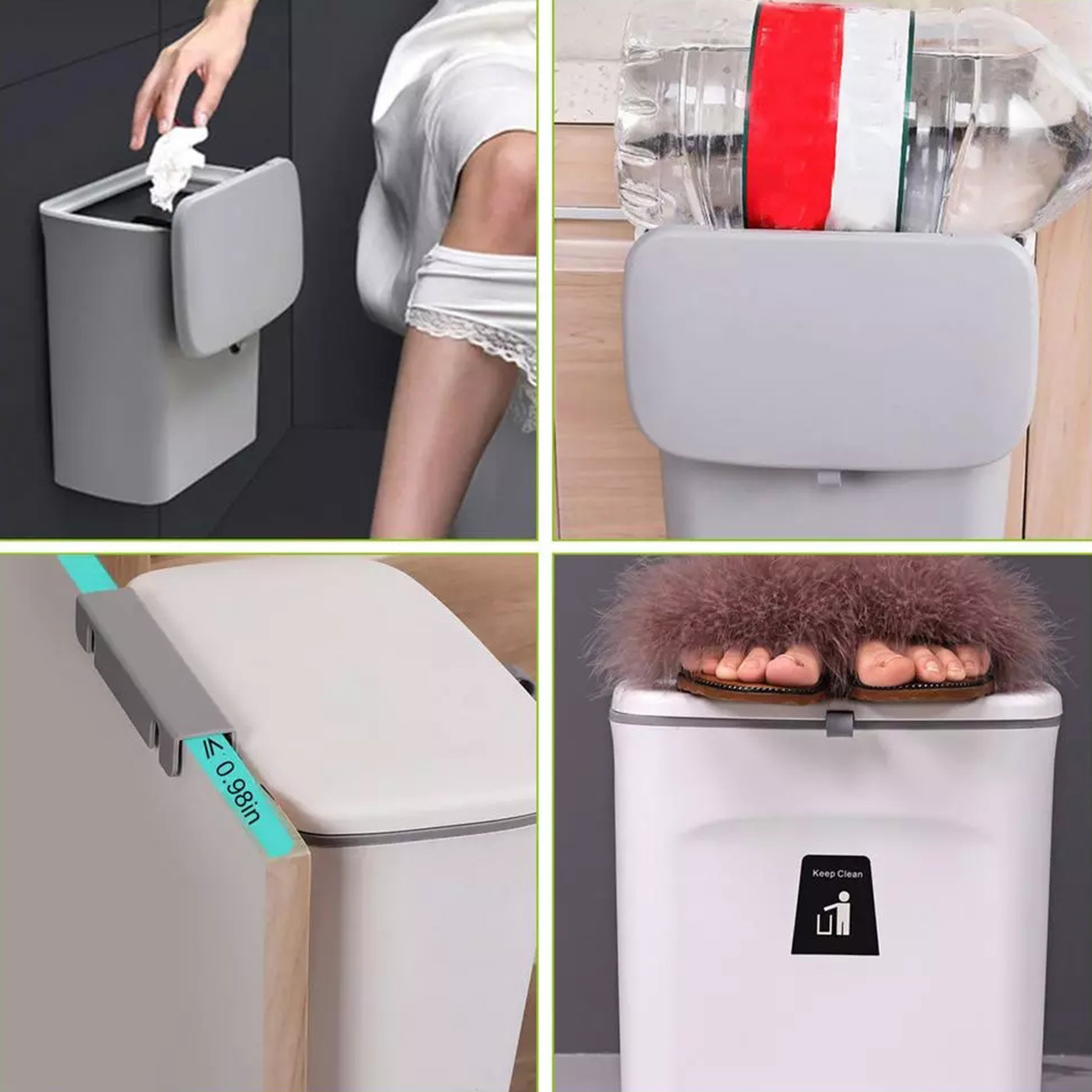 9L Hanging Kitchen Compost Bin Counter Small Trash Can with Lid for Cupboard Bathroom Bedroom Office Camping and indoor