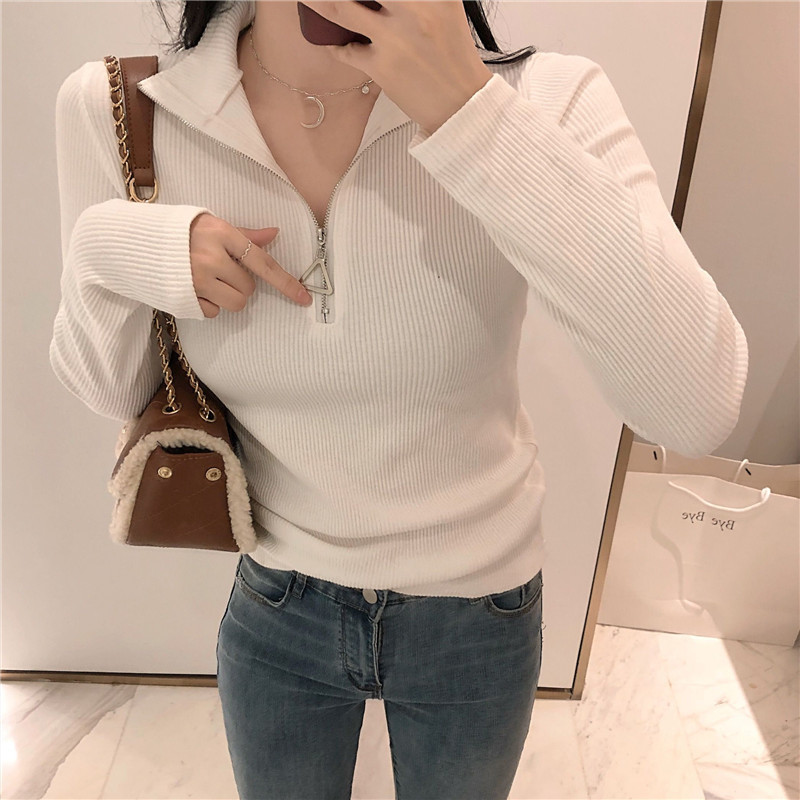 Turtleneck Autumn Winter Knit Sweater Korean Style Long Sleeve Chic Bottom Pullover Slim Fit Hong Kong Office Lady 11043 210510