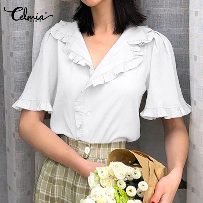 Women's Blouses & Shirts Celmia Summer Women Short Sleeve Tops Tunics 2022 Fashion Ruffles Lapel Buttons Casual White Blusas Femininas
Women's Blouses & Shirts Celmia Summer Women Short Sleeve Tops Tunics 2022 Fashion Ruffles Lapel Buttons Casual White Blusas Femininas