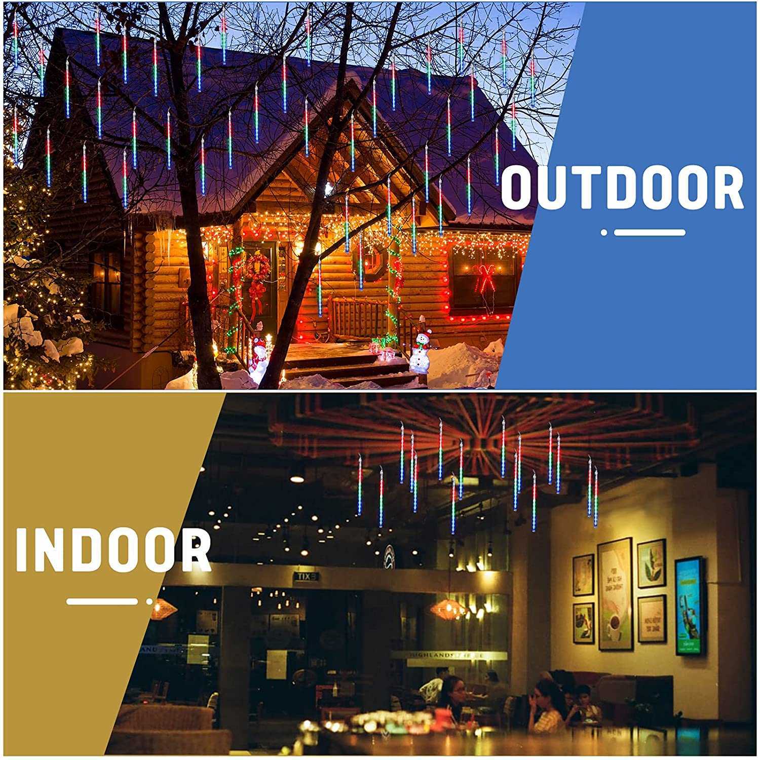 LED Meteor Shower 30CM/50CM Christmas LED String Garland Holiday Strip Light Waterproof Fairy Light for Garden Street Decoration 211015