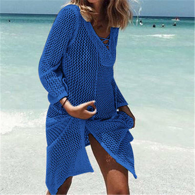 Arrivals Sexy Beach Cover up Crochet White Swimwear Dress Ladies Bathing Suit ups Tunic Saida de Praia #Q188 210420