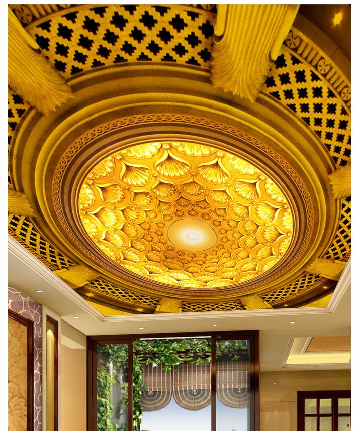 European-style circular relief ceiling mural 3d murals wallpaper for living room 3d ceilings