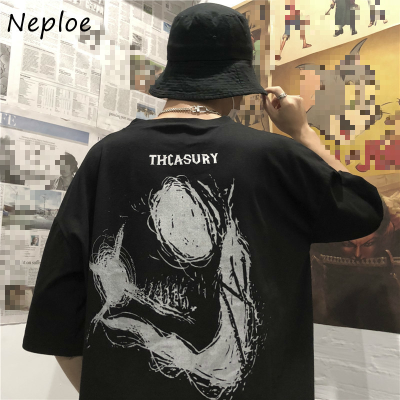 Neploe Women Men Causal Tops Sumemr Harajuku Printing T-shirts Short Sleeve O-neck Loose T Shirt Femme Graphic Tees 1E702 210423
