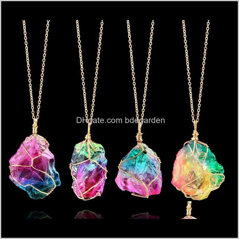 Pendentifs Drop Livraison 2021 Dyeing Panneau naturel Pendentif Druzy Collier Druzy Energie Colliers drusy Colliers Drusy Fine Cristal Quartz Déc