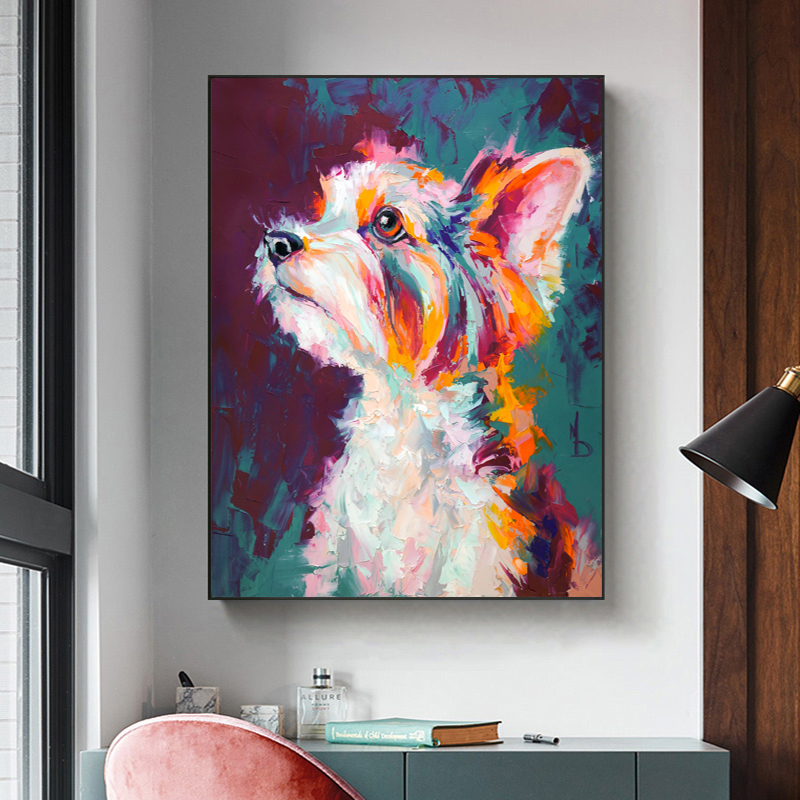 Dog Painting Printed On Canvas Cute Animal Posters And Prints Wall Pictures For Living Room Modern Home Decor No Frame