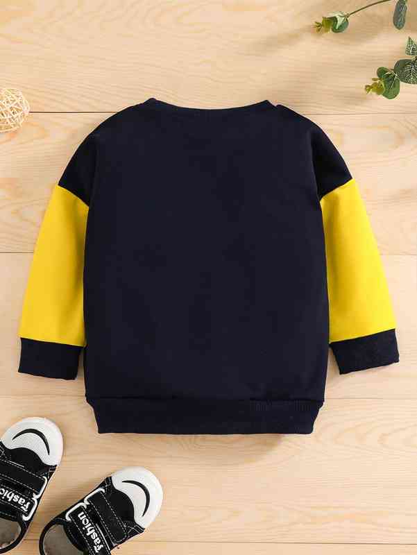 Baby Color Block Letter Graphic Pullover SHE