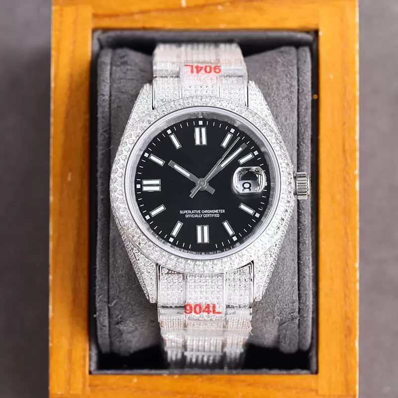 Montre De Luxe Full Diamond Mens Watch 40MM Automatic Mechanical Watches Diamonds Bezel Strap Fashion Wristwatch For Classic Men Cool Wristwatches Gifts Calendar, Plastic box
Montre De Luxe Full Diamond Mens Watch 40MM Automatic Mechanical Watches Diamonds Bezel Strap Fashion Wristwatch For Classic Men Cool Wristwatches Gifts Calendar, Plastic box