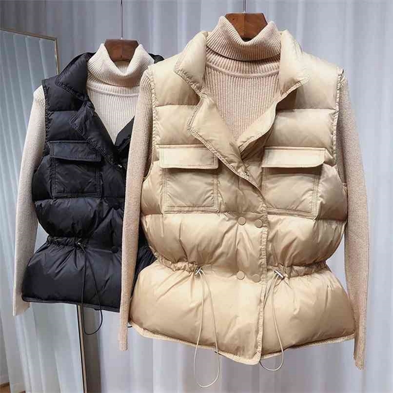 Vests for Women Down White Duck Sleeveless Vest Spring Women's Warm Padded Woman Autumn Coat Jackets Korean Fashion Style 210819