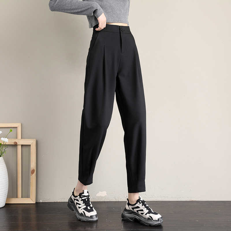 Elegant High Waist Women Harem Pants Spring Summer Loose Female Casual Pant Office Ladies Trouser Pantalons Capris 210601
