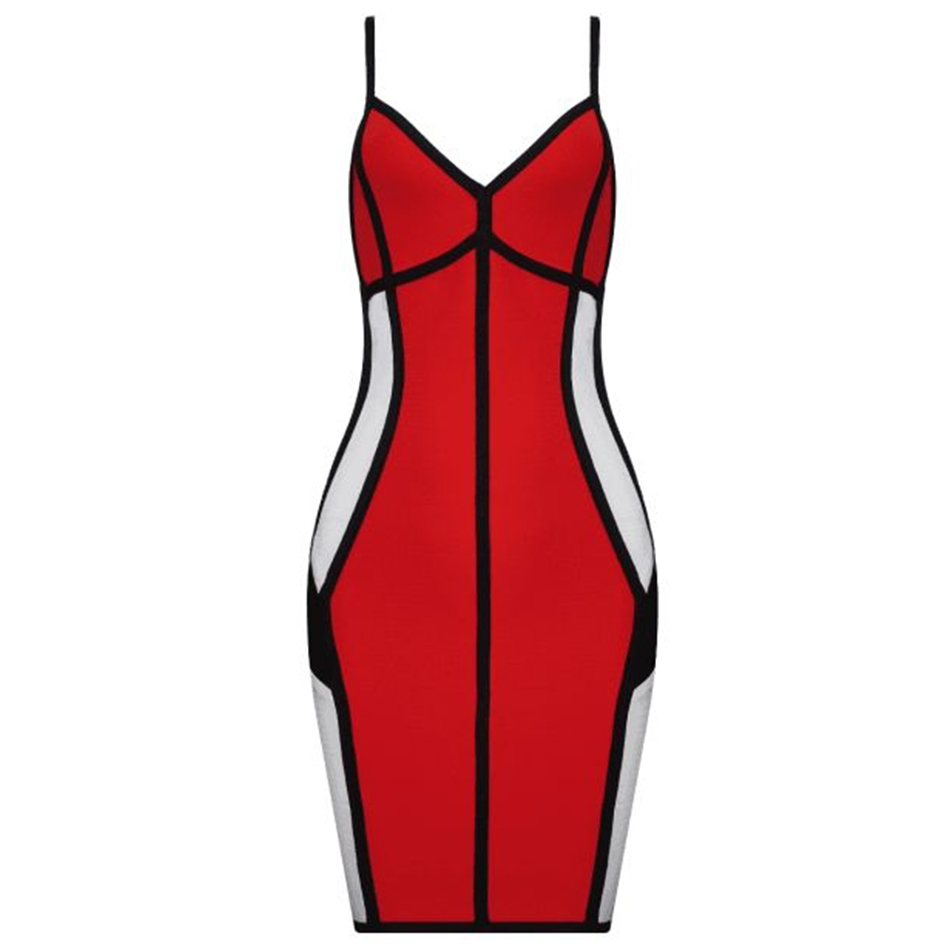 Free Women Summer Bandage Dress Sexy V-neck Halter Bodycon Color Block Celebrity Club Party 210524