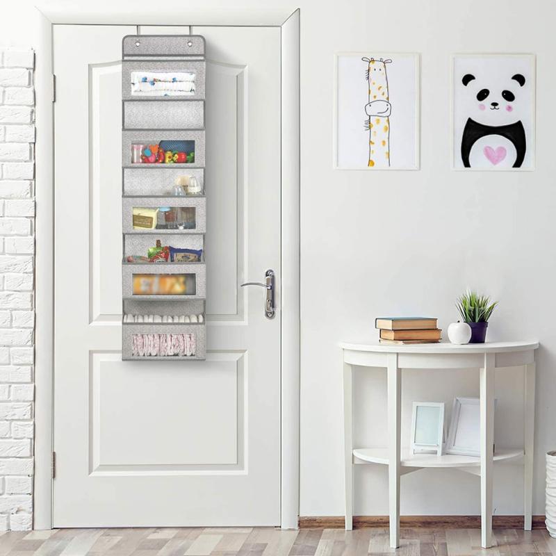 Hanging Handbag Organizer For Wardrobe Closet Transparent Storage Door Wall Clear Sundry Room Bedroom Bathroom Gray Hanger Pouch Boxes & Bin1
