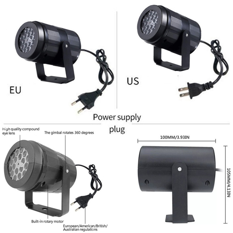 20 Patterns New Year Christmas Decoration LED Effects Laser Projector Light Snowflake Elk Projection Lamp Stage Indoor Lighting Decor D0.5