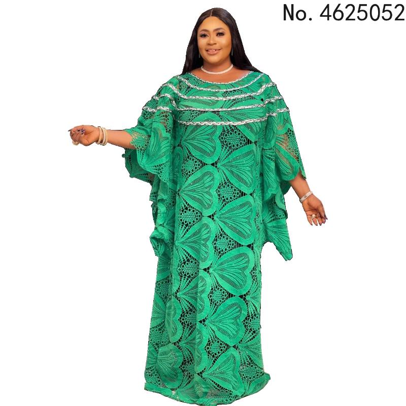 Ethnic Clothing Fashion Classic African Women Dashiki Robe Lace Water Soluble Fabrics Free Size Loose Long Dress One Piece