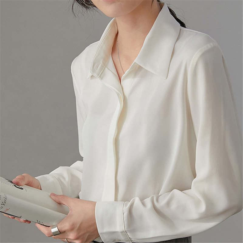 White OL Brief Chiffon Female Elegance Solid Loose Office Lady Women Fashion Clothe Vintage Casual Retro Tops Blouses 210421