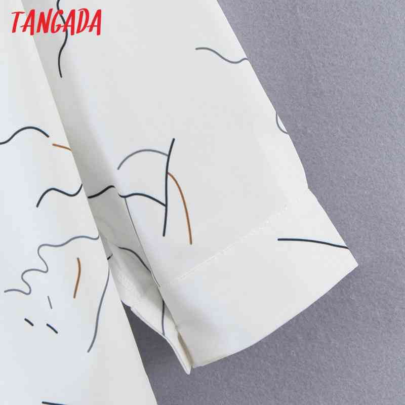 Women Print Chiffon Long Sleeve Chic Female Casual Loose Shirt SL549 210416