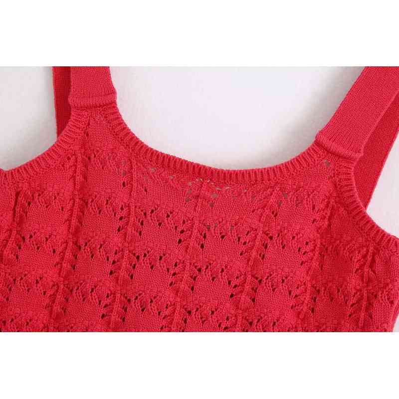 women elegant slim tank tops fashion ladies red jacquard casual female knitted bomb girls chic knitwear 210430