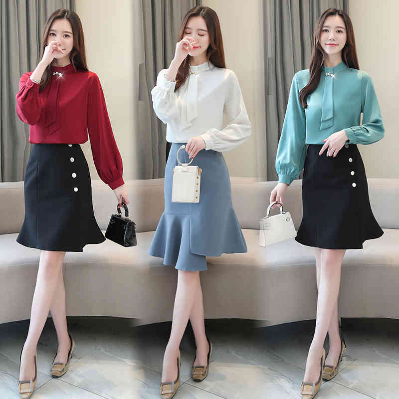 blusas mujer de moda dames blouses lange mouwen womens tops and Office Lady Stand lantern Sleeve shirt 7040 50 210427