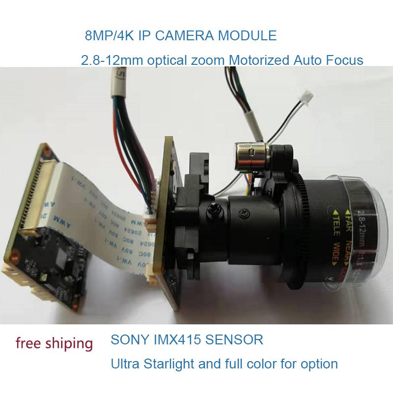 

Cameras 4K 8mp Ip Camera Module, Sony IMX415 Starlight Sensor, Motorized 2.8-12mm Optical Zoom Auto Focus,SD Card Slot