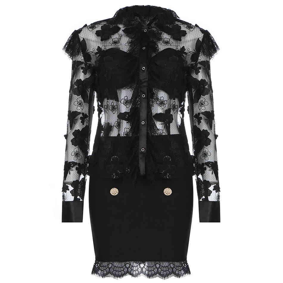 Free Sexy Women's Dress O-Neck Long Sleeve Lace Patchwork Bandage Black Bodycon Club Party Vestido 210524