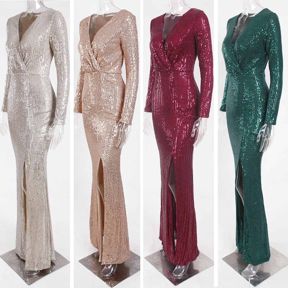 2021silver sequined maxi dress black burgundy green v neck evening party wrap dress stretchy full sleeved long lining low slit leg, Black;gray
2021silver sequined maxi dress black burgundy green v neck evening party wrap dress stretchy full sleeved long lining low slit leg, Black;gray
