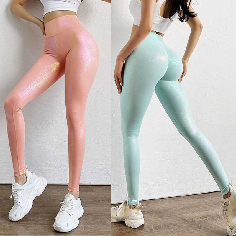 Shiny Bubble Butt Leggings Women High Waist Legging Shimmer Dot Christmas Gift Leggins for Women Stretch Fitness Gym Legging 211014