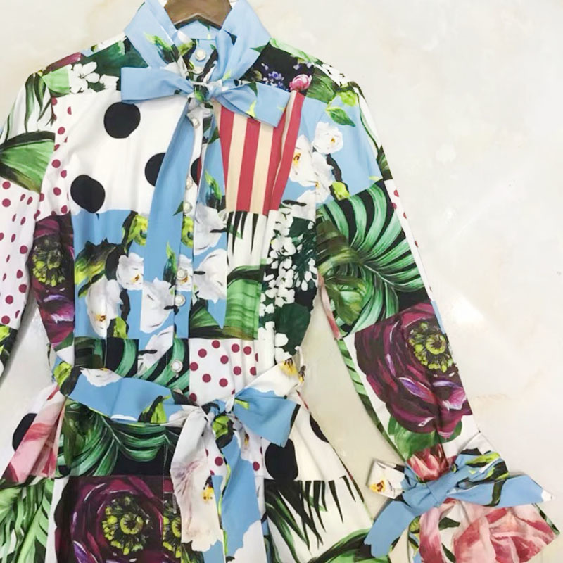 spring summer arrival green rose flower bow collar long sleeve midi dress for women lady causal daily dresses 210421