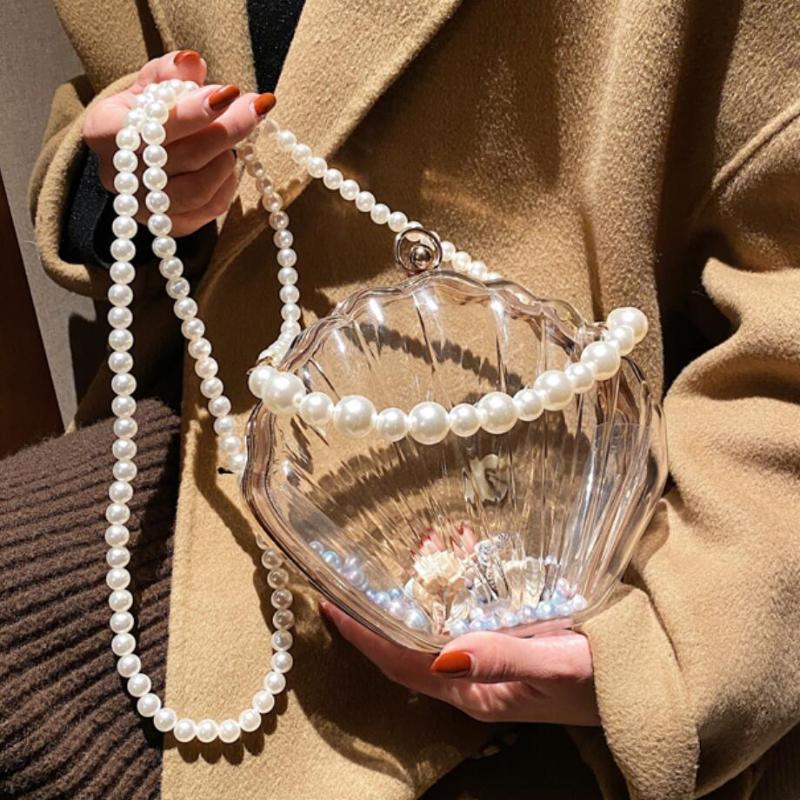 Evening Bags 2021 Fashion Transparent Acrylic Tote Shell Bag High Quality PVC Women's Designer Handbag Pearl Strap Shoulder Messenger, Pink2
Evening Bags 2021 Fashion Transparent Acrylic Tote Shell Bag High Quality PVC Women's Designer Handbag Pearl Strap Shoulder Messenger, Pink2