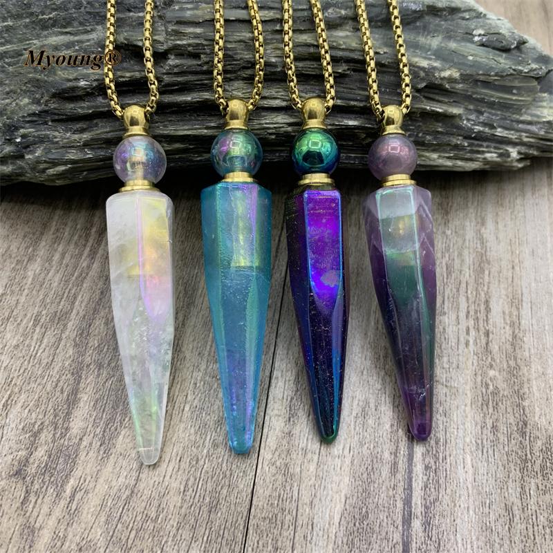 Pendant Necklaces Titanium Faceted Amethysts White Crystal Stick Point Perfume Bottle Necklace,Quartz Essential Oil Diffuser Vial Jewelry
Pendant Necklaces Titanium Faceted Amethysts White Crystal Stick Point Perfume Bottle Necklace,Quartz Essential Oil Diffuser Vial Jewelry