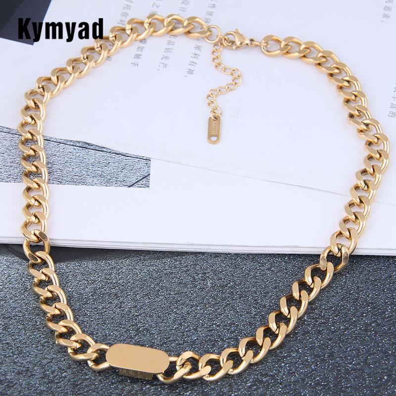 Chokers Kymyad Titanium Steel Choker Necklaces For Women Jewelry Gold Silver Color Chunky Chains Simple Collares
Chokers Kymyad Titanium Steel Choker Necklaces For Women Jewelry Gold Silver Color Chunky Chains Simple Collares