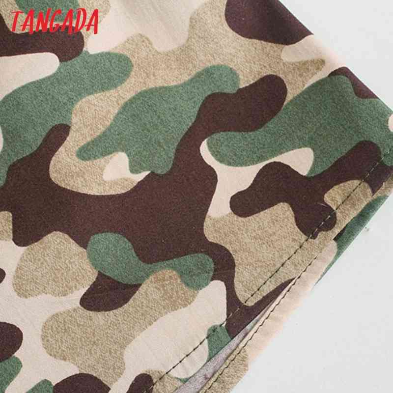 Fashion Women Camouflage Print Loose Shirt with Slash Long Sleeve High Street Ladies Mini Dress 5Z89 210416
