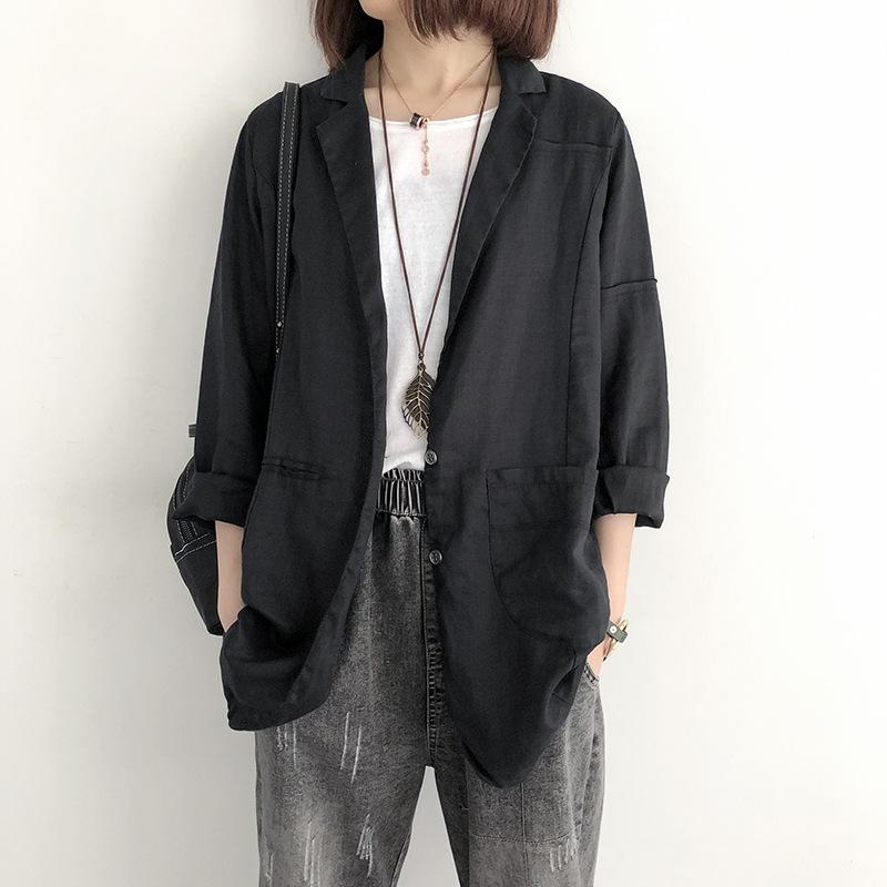 Women's Suits & Blazers 2021 Loose Cotton Linen Suit Jacket Female Casual Slim Shirt Work Office Lady Solid Color Business Ladies Blazer, Black
Women's Suits & Blazers 2021 Loose Cotton Linen Suit Jacket Female Casual Slim Shirt Work Office Lady Solid Color Business Ladies Blazer, Black