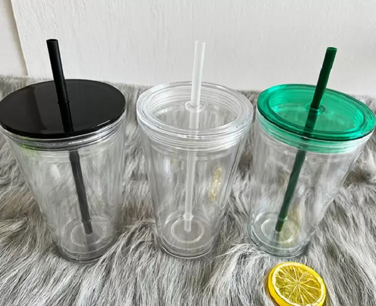 Clear 16oz 24oz500ml Plastic Flat Lid Tumblers DIY Acrylic Water Bottles with Straw Double Walled Office Coffee Mugs Reusable Portable Transparent PS Drinking Cups, Customize
Clear 16oz 24oz500ml Plastic Flat Lid Tumblers DIY Acrylic Water Bottles with Straw Double Walled Office Coffee Mugs Reusable Portable Transparent PS Drinking Cups, Customize
