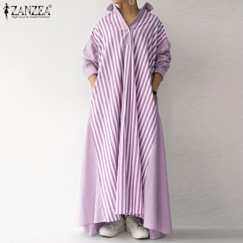2021elegant lapel robe womens autumn sundress zanzea 2021 casual long sleeve maxi vestidos female striped shirt dress plus size 5xl, Black;gray
2021elegant lapel robe womens autumn sundress zanzea 2021 casual long sleeve maxi vestidos female striped shirt dress plus size 5xl, Black;gray