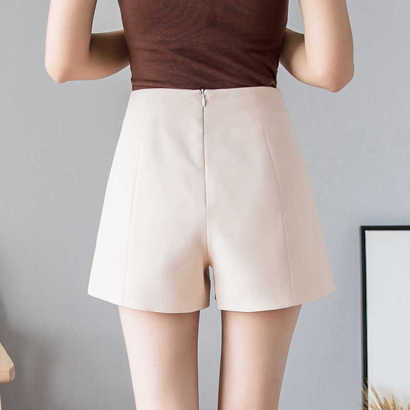 S-2xl Summer Autumn Spring Chiffonladies Shorts Women High Waist Loose Short Solid Black Casual Mujer 210714