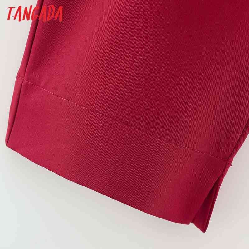 Tracksuit Sets Office Lady Work Women's Red Blazer Suit 2 Piece Set Coat and Pants DA92 210416