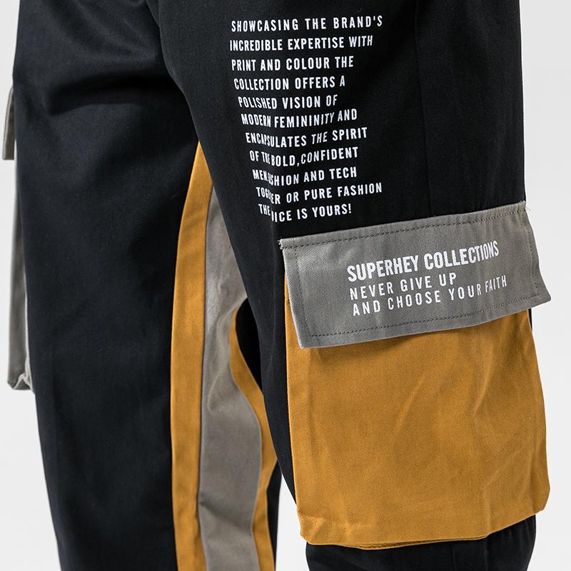 Varsanol Cotton Jogging Pants Men Letter Printed With Big Side Pockets Cargo Male Harajuku Fashion Hip Hop LooseTrousers Men's