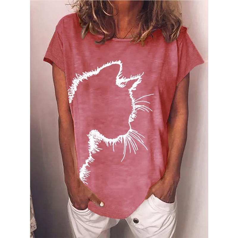 Cartoon Graphic Women's Summer Cotton Printed Short Sleeved Round Neck T Shirt Casual Loose Oversize Ladies Fashion Tops XS-4XL 210406