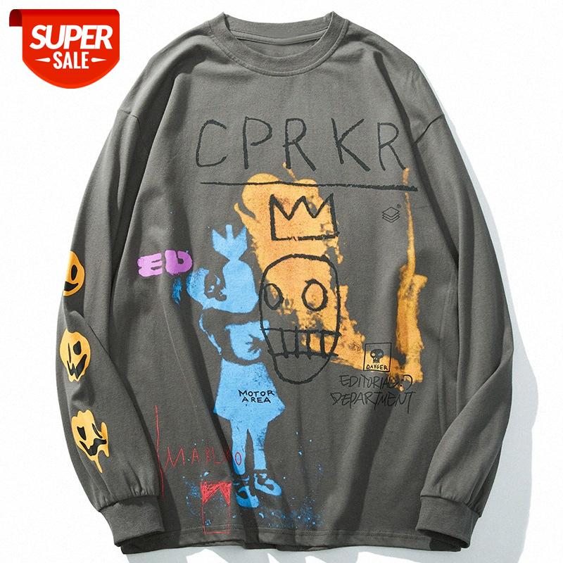 Hand-painted graffiti spoof printing long-sleeved T-shirt men's hiphop hip-hop loose top #8u4O, White;black
Hand-painted graffiti spoof printing long-sleeved T-shirt men's hiphop hip-hop loose top #8u4O, White;black