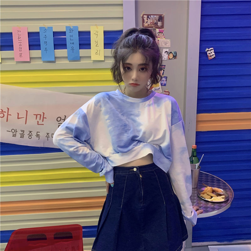 Wonder Niche Tie-dye Hoodies Spring Lady Pullovers Vintage Long Sleeve Sweatshirt Casual Korean Tops 210510