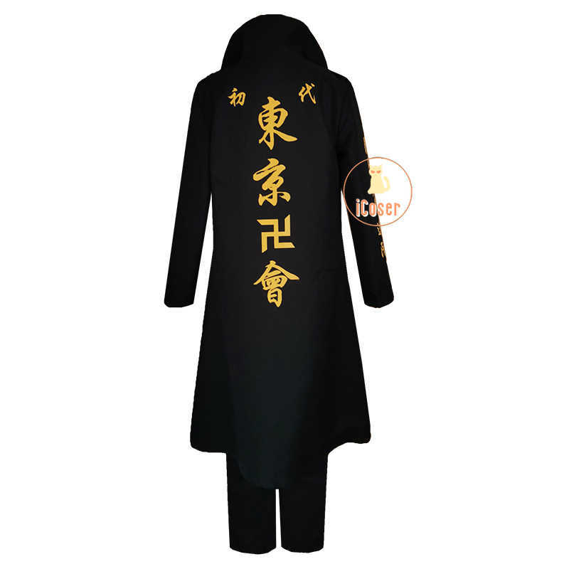 2021 New Anime Tokyo Revengers Mikey Cosplay Costume Maiki Manji Gang Toman Outfit Trench Sano Manjiro Blonde Wig Y0913