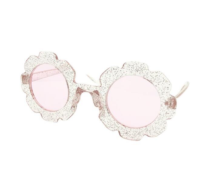 2021 Sun Flower Kids Sunglasses Cute Round Shape Baby Sunglass sparkling Bling Flowers Children Eyeglasses M024 Z260305