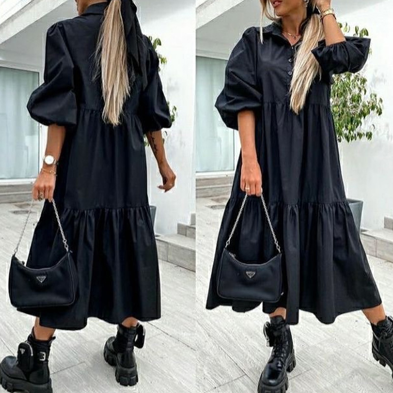 20212021 spring summer loose women party dress turn-down collar button office lady dress retro half sleeve solid long dress 2xl, Black;gray
20212021 spring summer loose women party dress turn-down collar button office lady dress retro half sleeve solid long dress 2xl, Black;gray